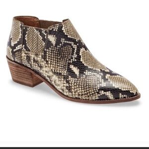 Madewell Sonia Snakeskin Booties Chelsea Tan & Black New Sz
